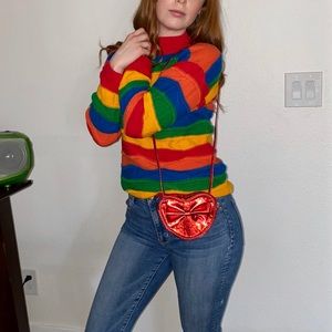 Glitter heart metallic mini-bag